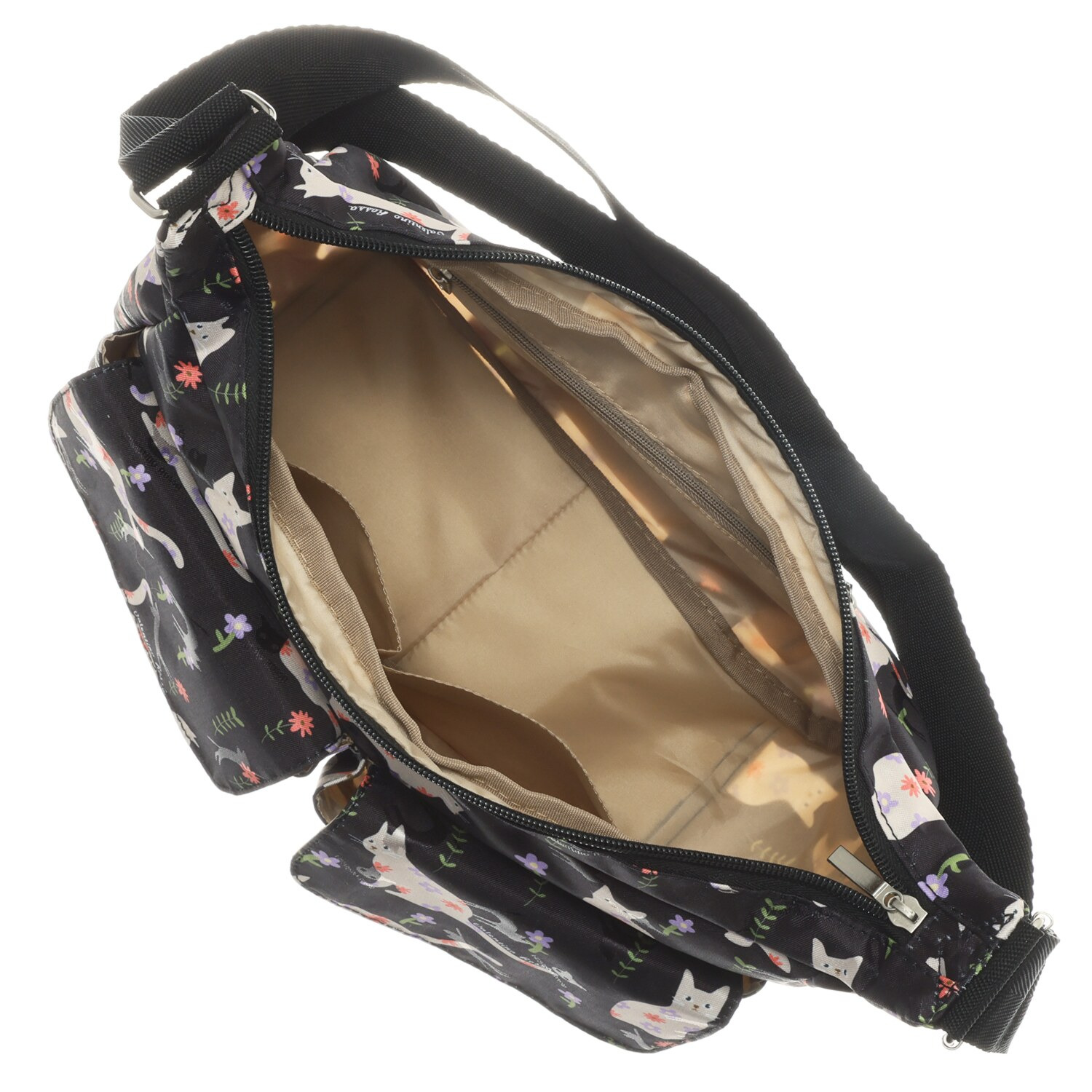 ラルジュ キャットフラワー フロントかぶせポケット ショルダーバッグ