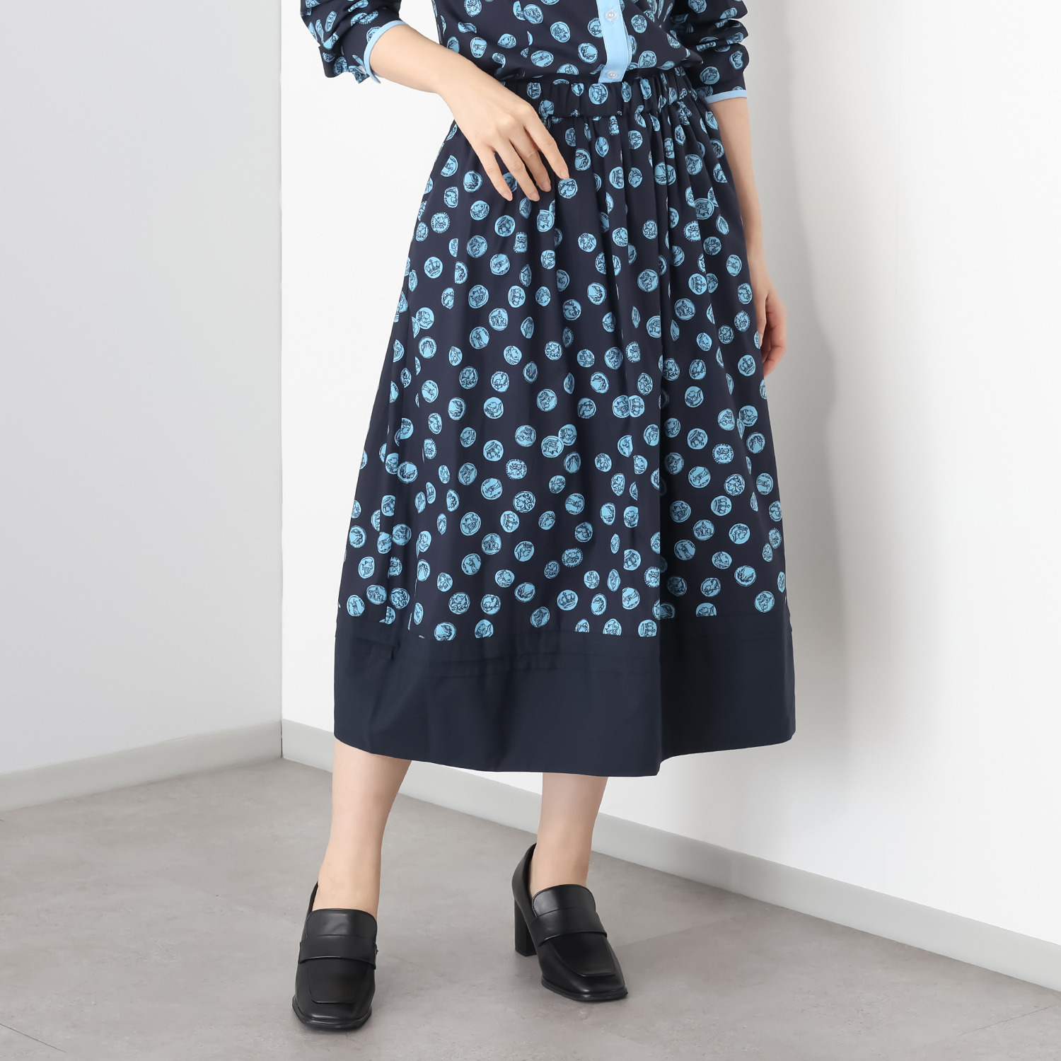 エムジェイアール　バイ マチコ　ジント　ロンドン 配色アクセント バルーンシルエット スカート