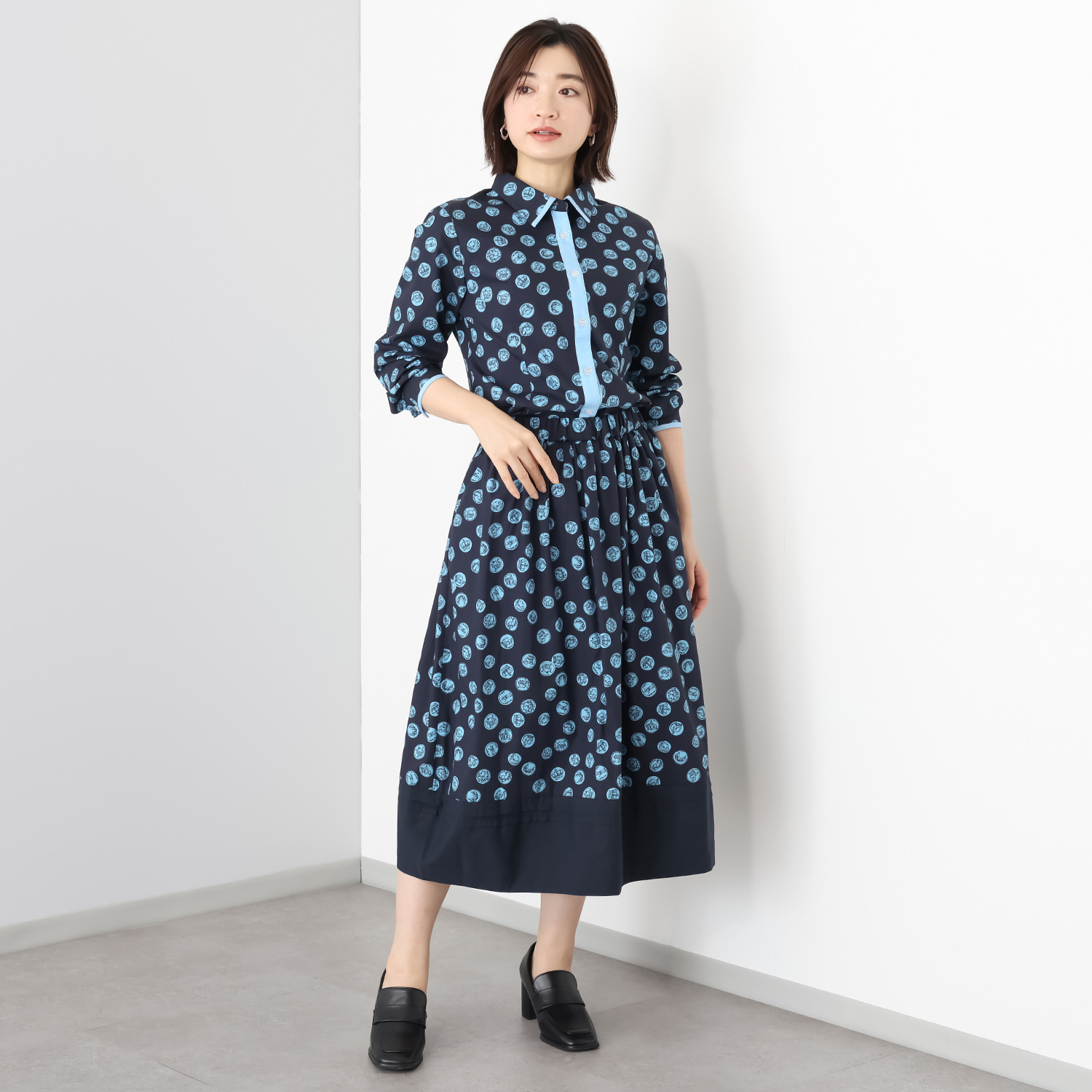 エムジェイアール　バイ マチコ　ジント　ロンドン 配色アクセント バルーンシルエット スカート