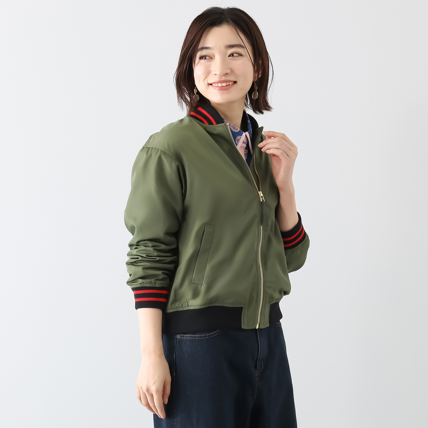 エムジェイアール　バイ マチコ　ジント　ロンドン 配色ラインアクセント ブルゾン