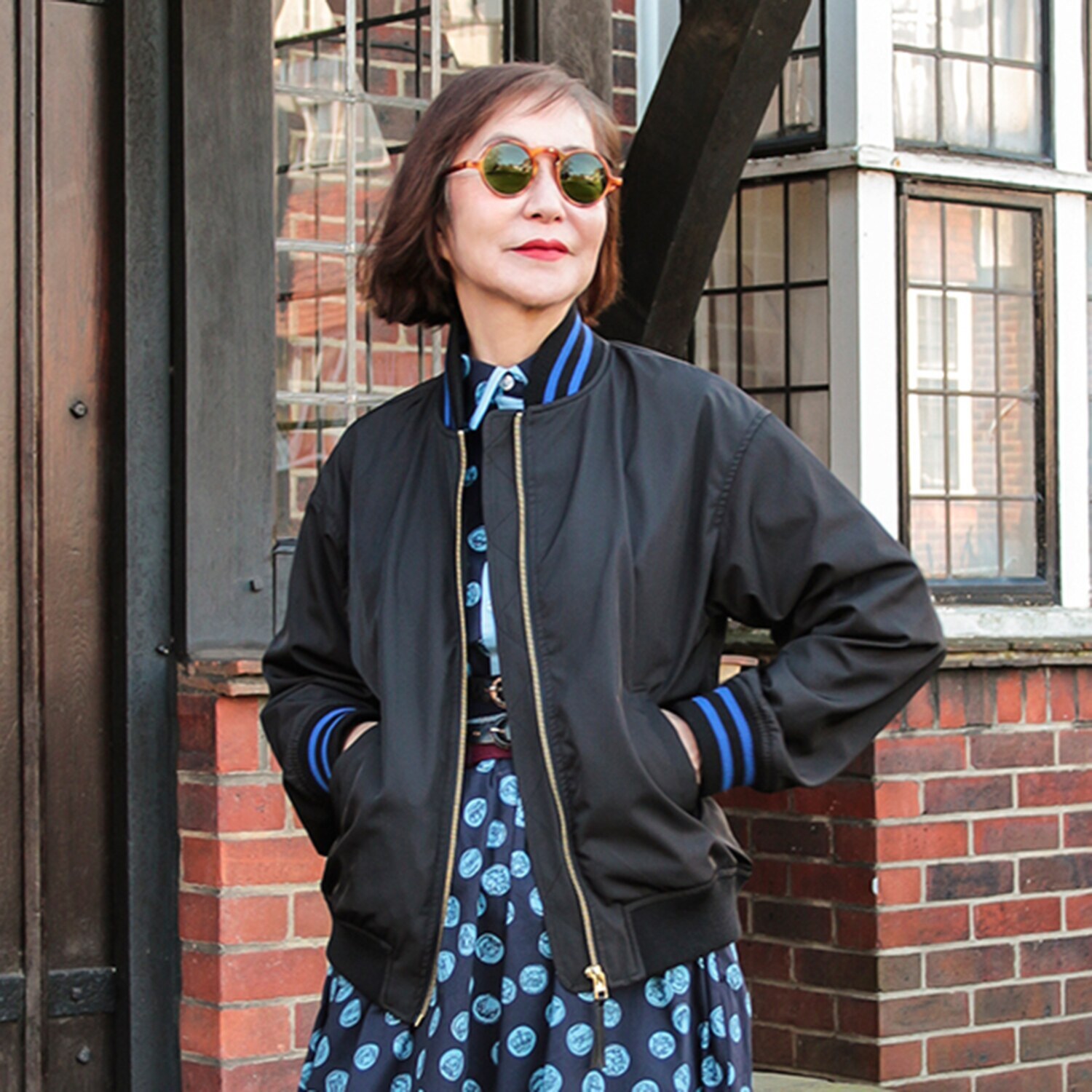 エムジェイアール　バイ マチコ　ジント　ロンドン 配色ラインアクセント ブルゾン