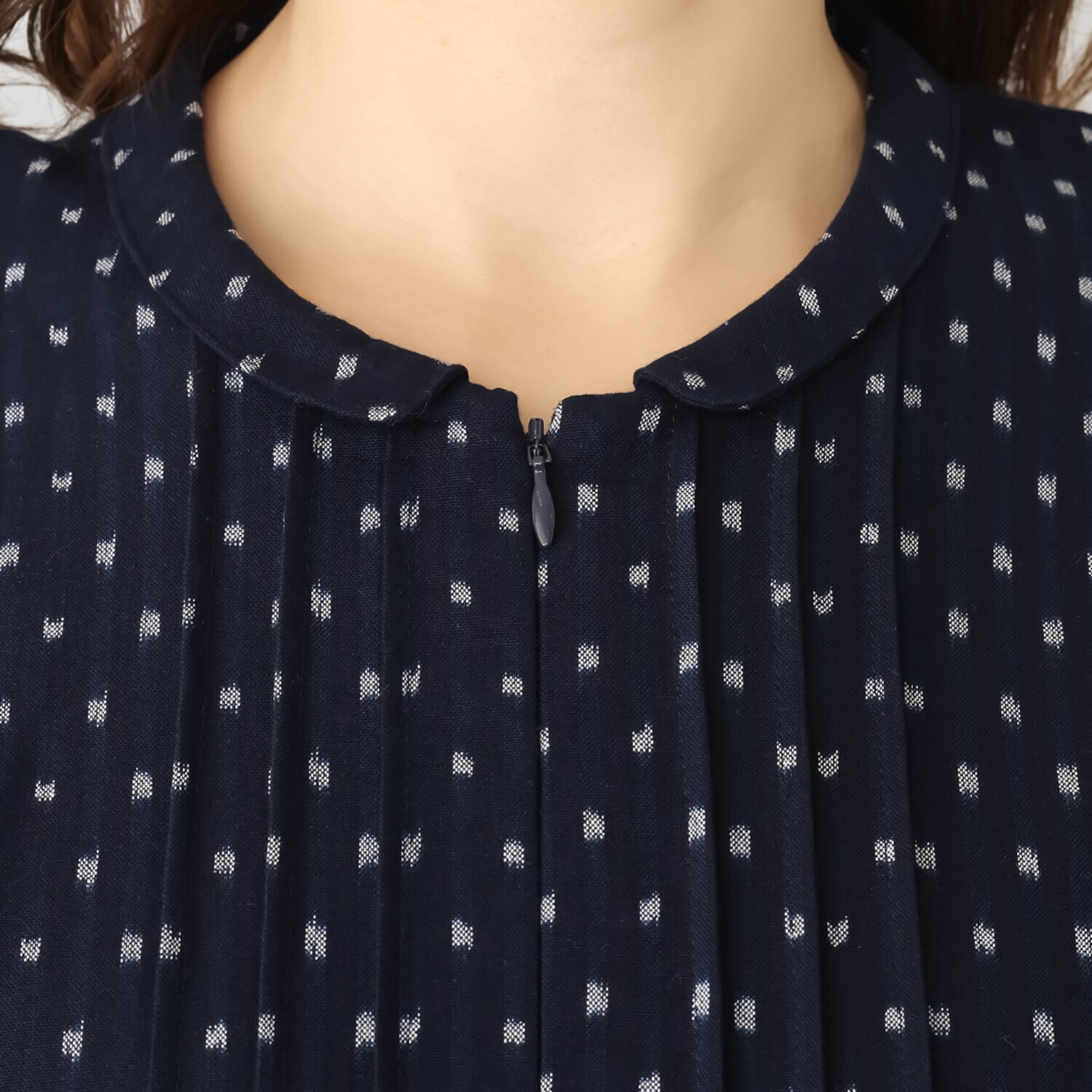 オカモト商店 儀右ヱ門 久留米かすり タックワンピース