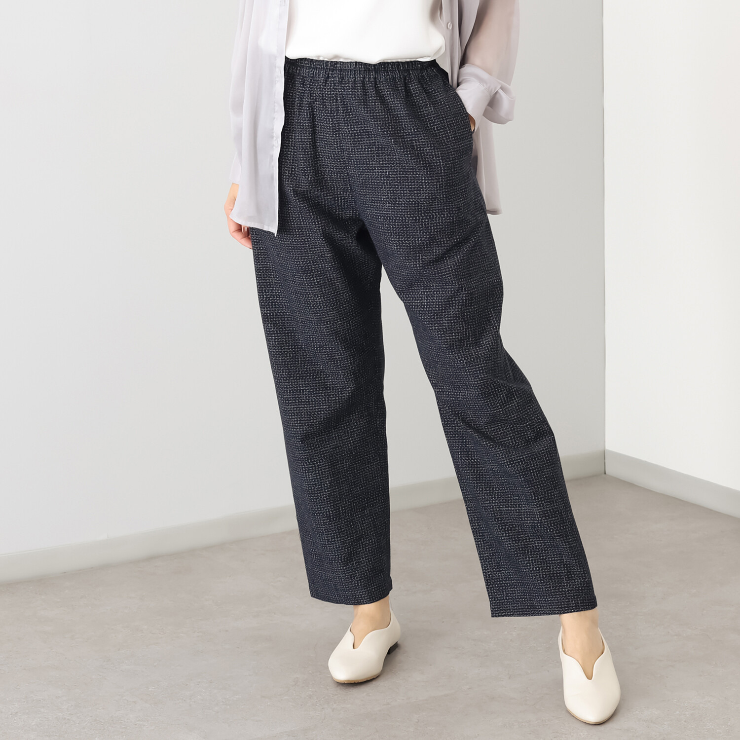 オカモト商店 儀右ヱ門 久留米かすり イージーパンツ