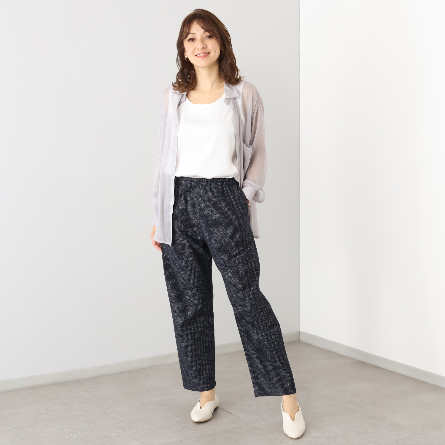 オカモト商店 儀右ヱ門 久留米かすり イージーパンツ