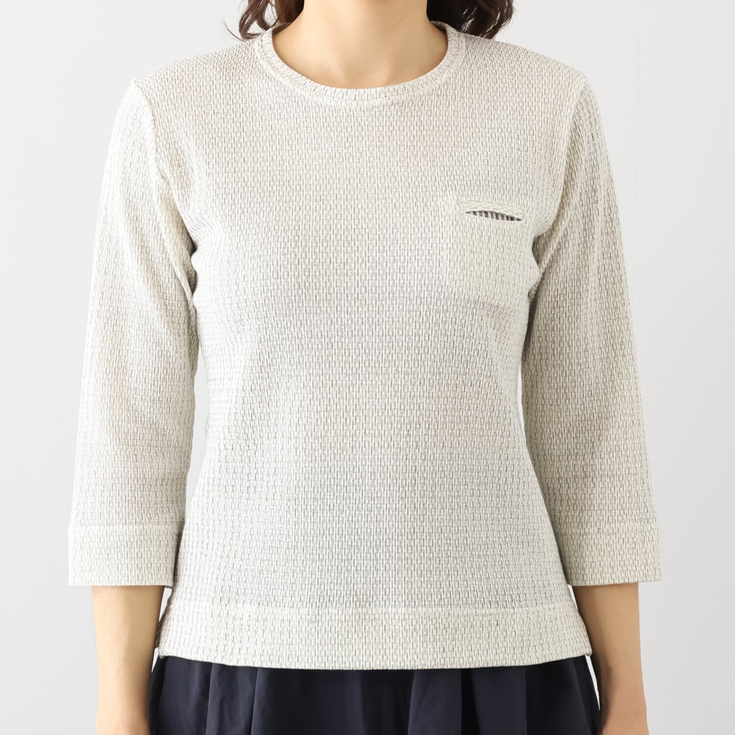 オカモト商店 米粒 ワッフル素材 七分袖カットソー