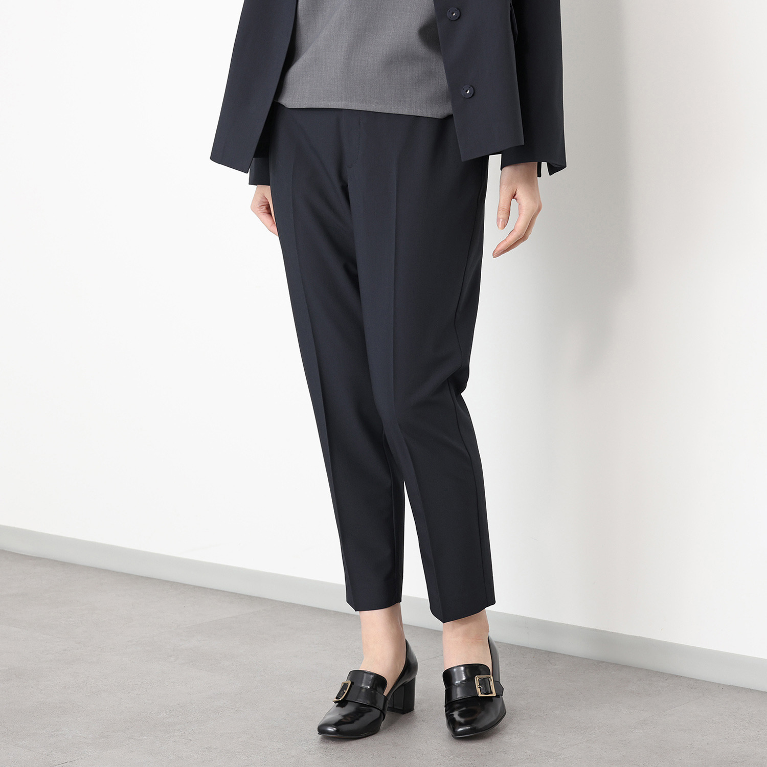 プララパ ウールライク ストレッチ テーパードパンツ