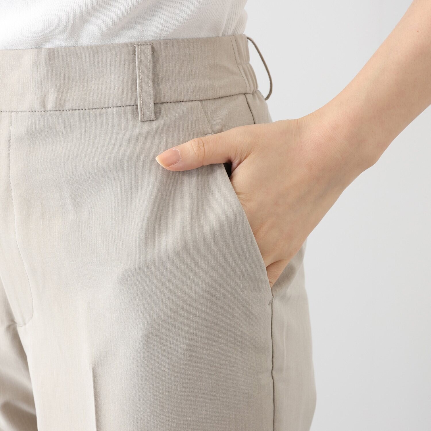 プララパ ウールライク ストレッチ テーパードパンツ