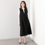 マダムヒロコ ドレープツイル キーネック ジャンパースカート