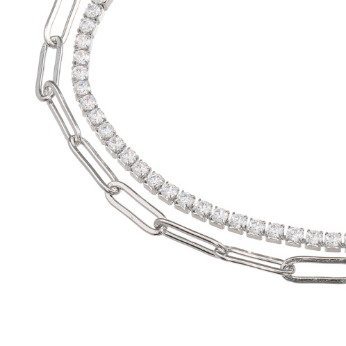 デルークス ステンレス ＣＺ＆ペーパークリップ ２連チェーンブレスレット