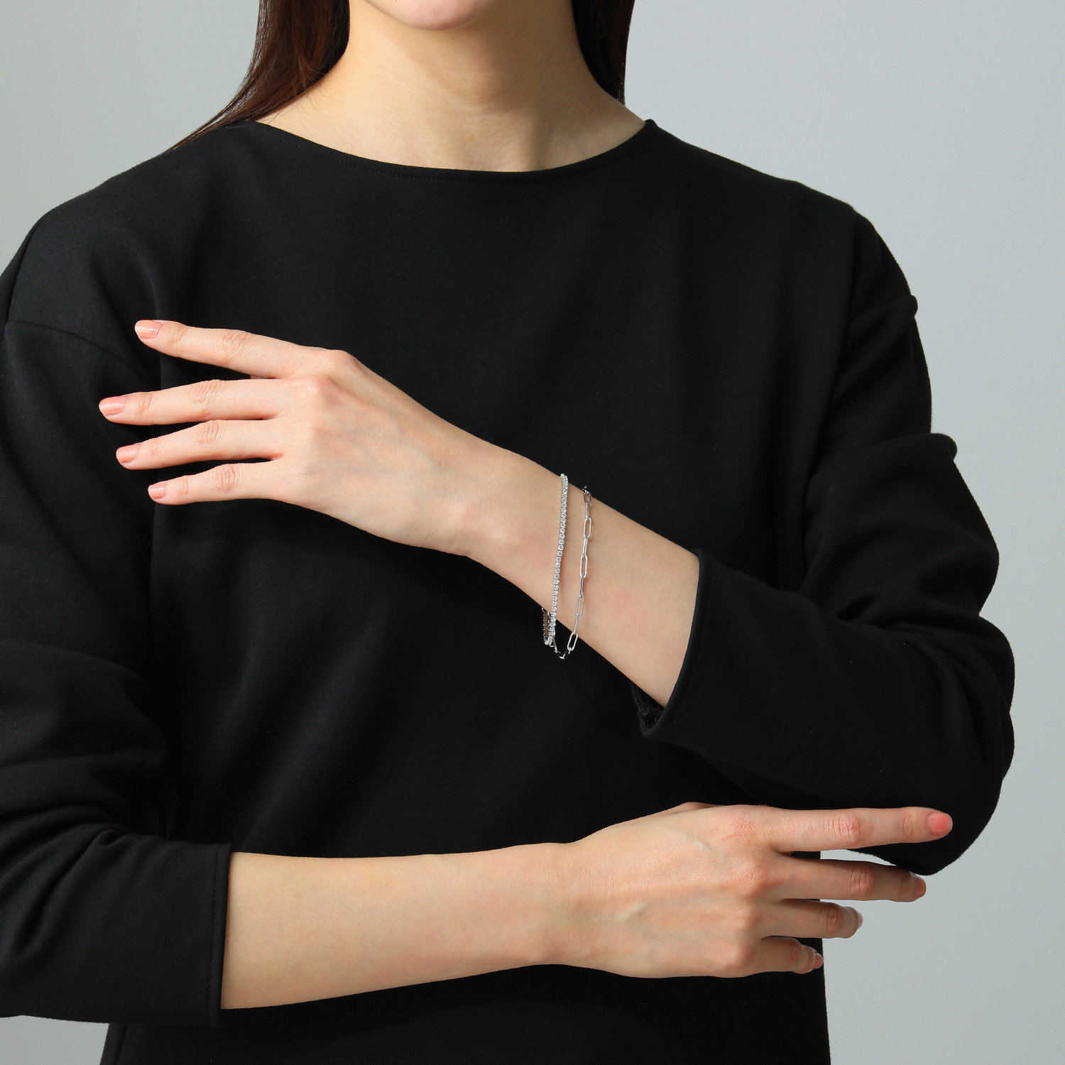 デルークス ステンレス ＣＺ＆ペーパークリップ ２連チェーンブレスレット