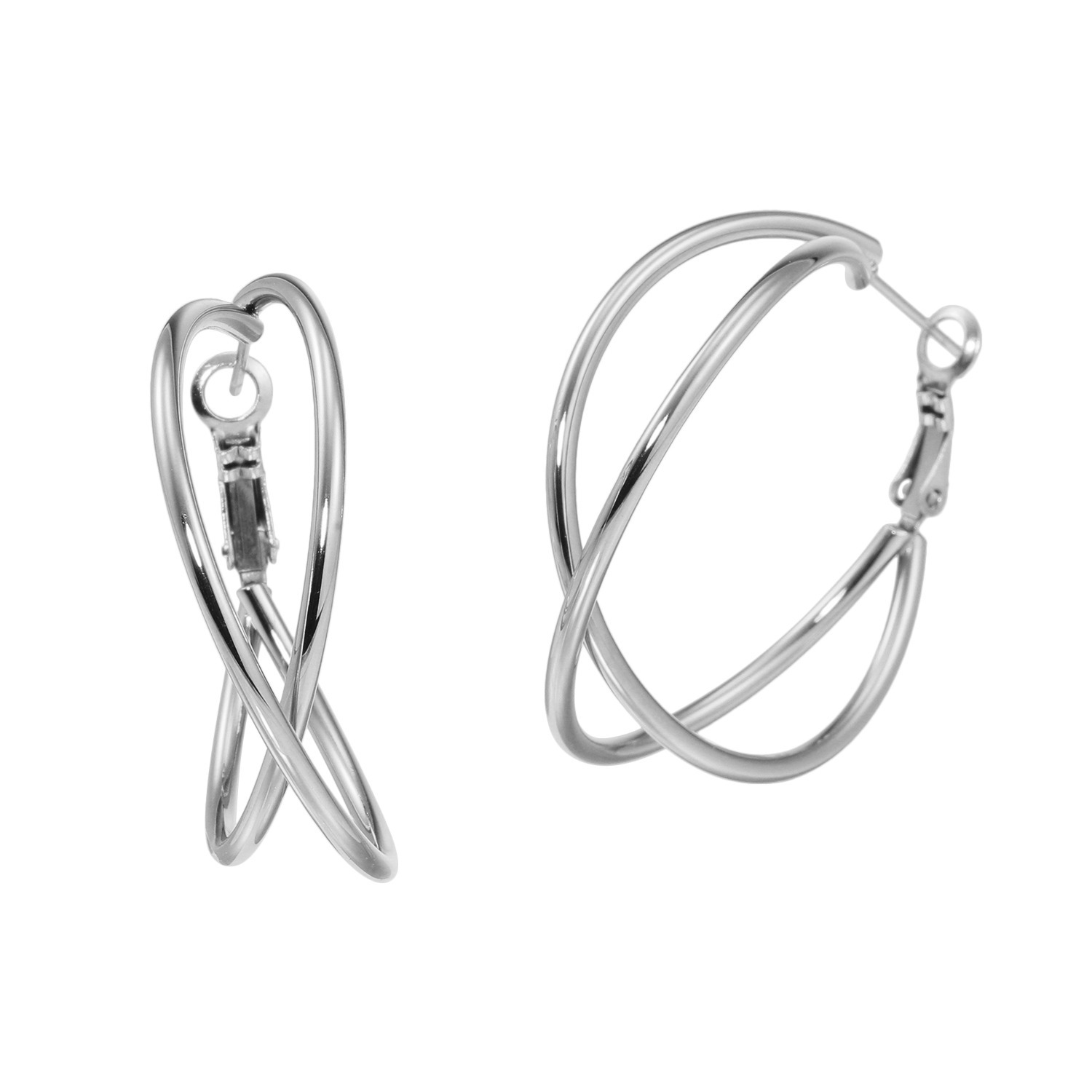 デルークス ステンレス クロスライン フープピアス