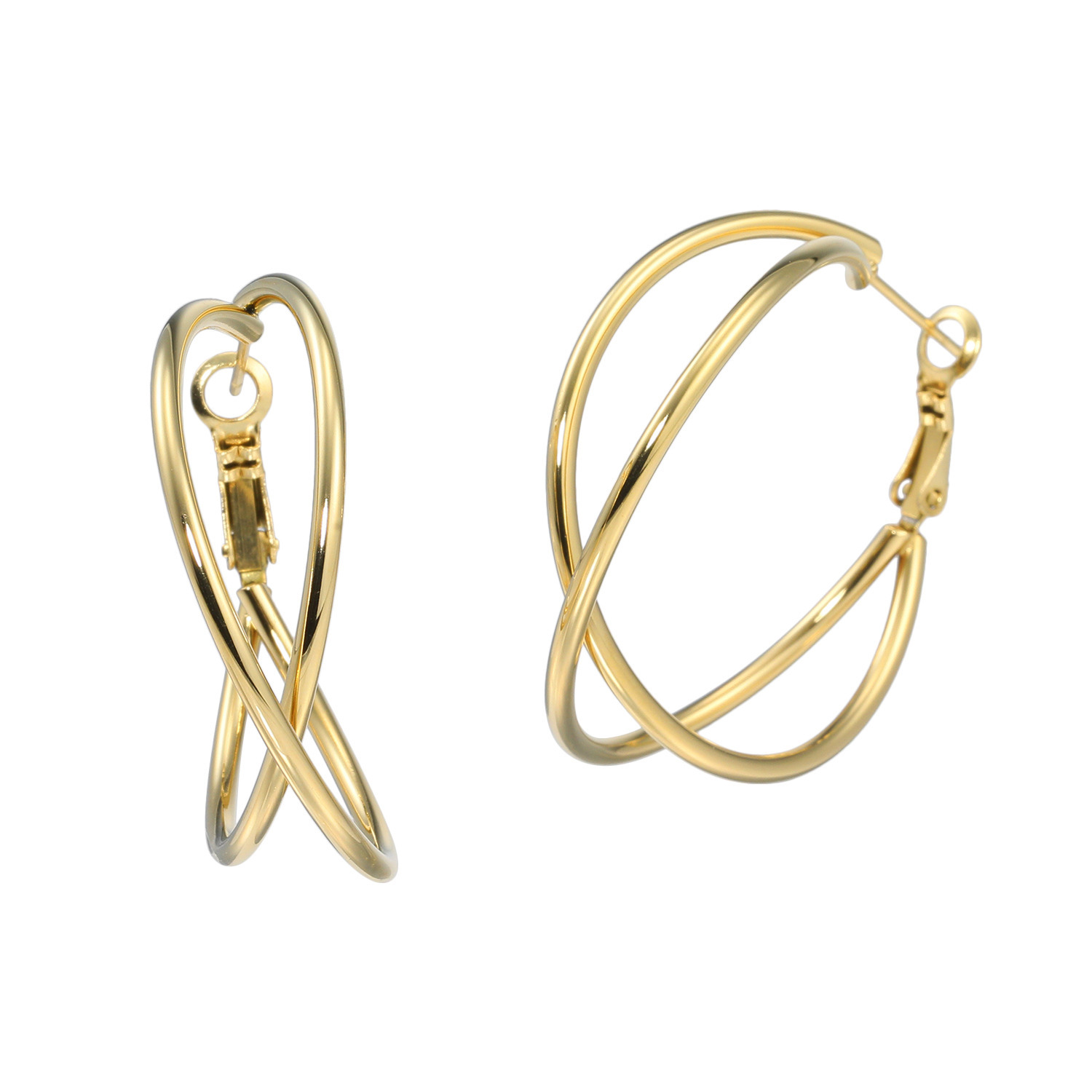 デルークス ステンレス クロスライン フープピアス