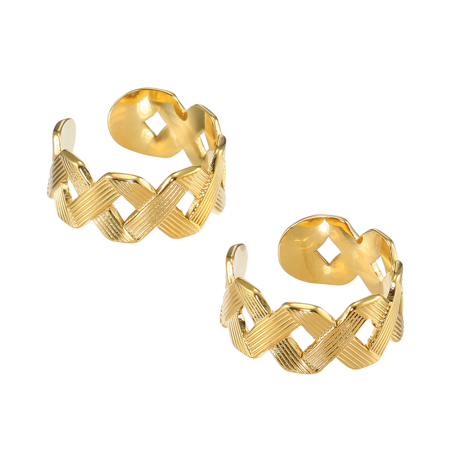 デルークス ステンレス ブレイドデザイン イヤーカフ兼リング ２点セット