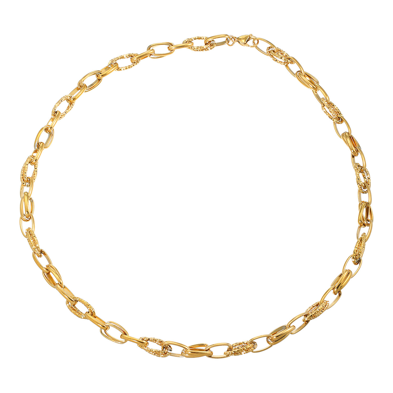 デルークス ステンレス カットパーツミックス ボリューム チェーンネックレス