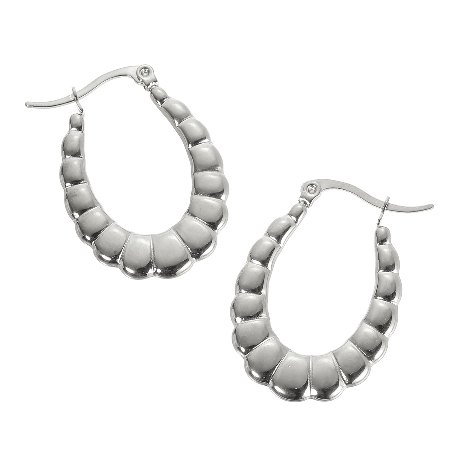 エービーステン ステンレス オーバルデザイン フープピアス