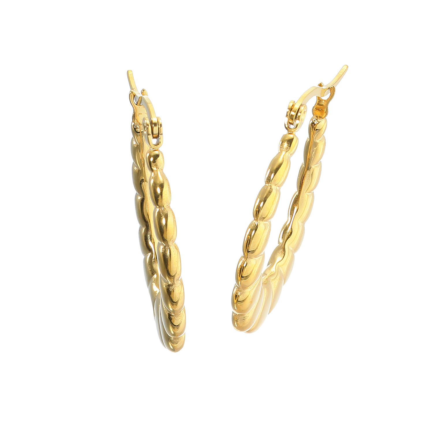 エービーステン ステンレス オーバルデザイン フープピアス