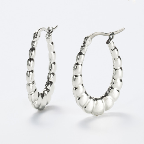 エービーステン ステンレス オーバルデザイン フープピアス