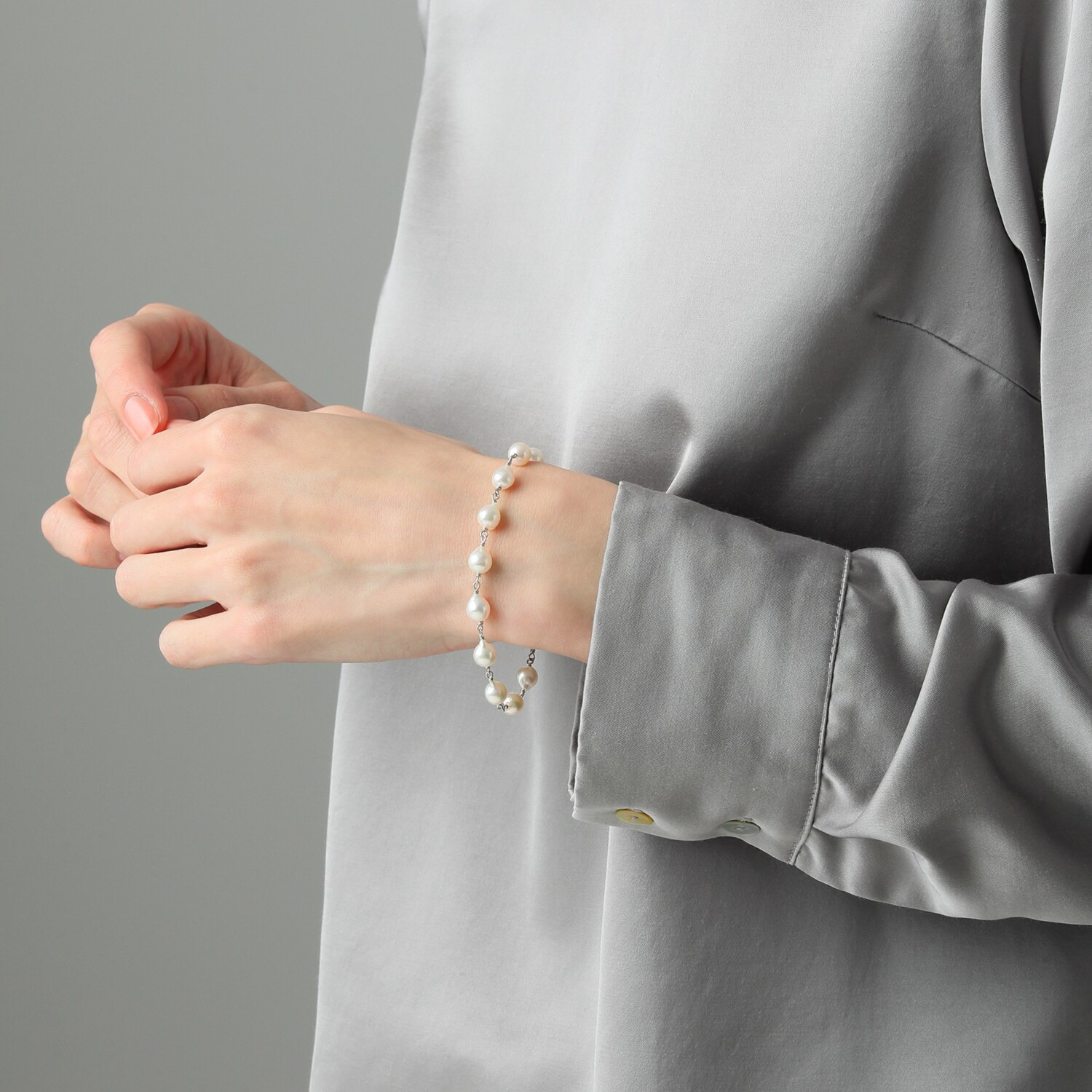 ゆきほたる シルバー 長崎県対馬産 無調色越物アコヤパール ブレスレット