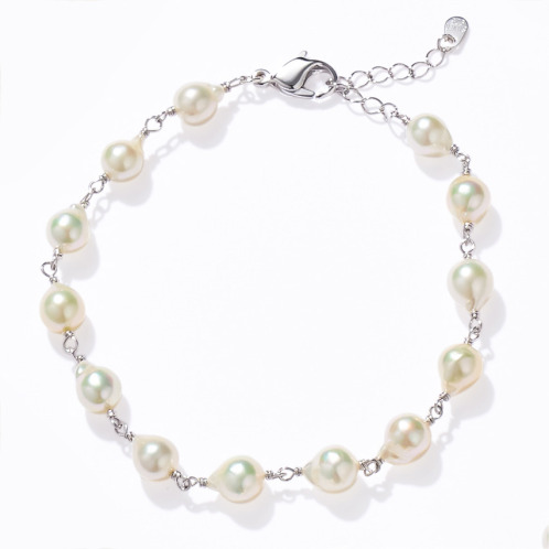 ゆきほたる シルバー 長崎県対馬産 無調色越物アコヤパール ブレスレット