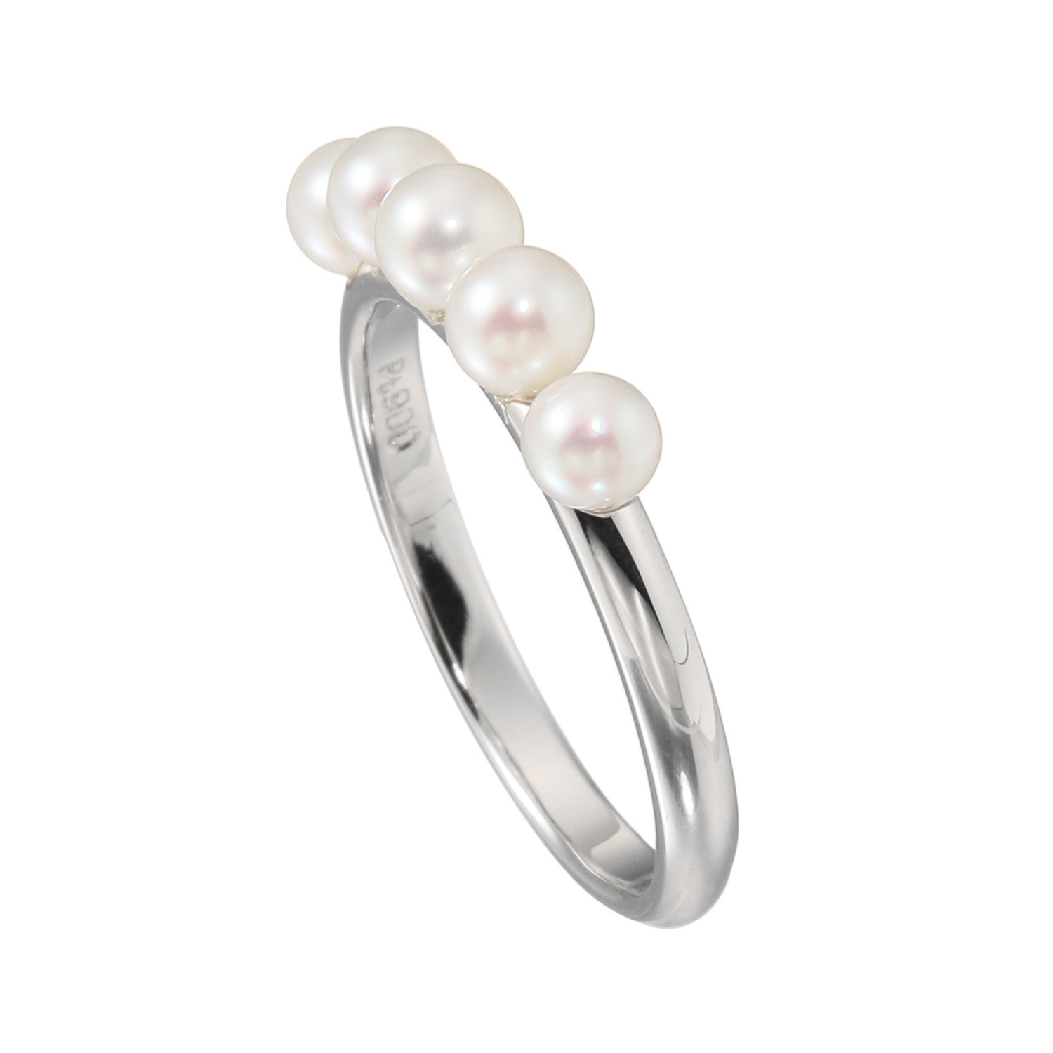 ゆきほたる プラチナ９００ 無調色 ベビーアコヤパール ラインリング