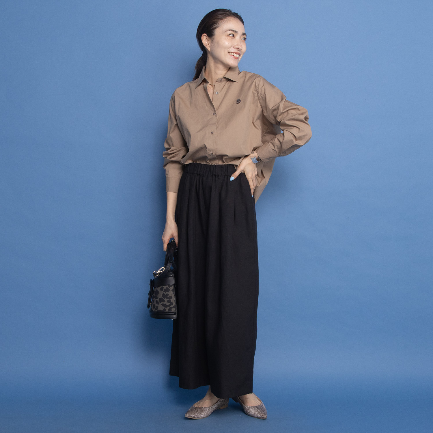 オルテンジア 上質リラックススタイル デザインワイドパンツ