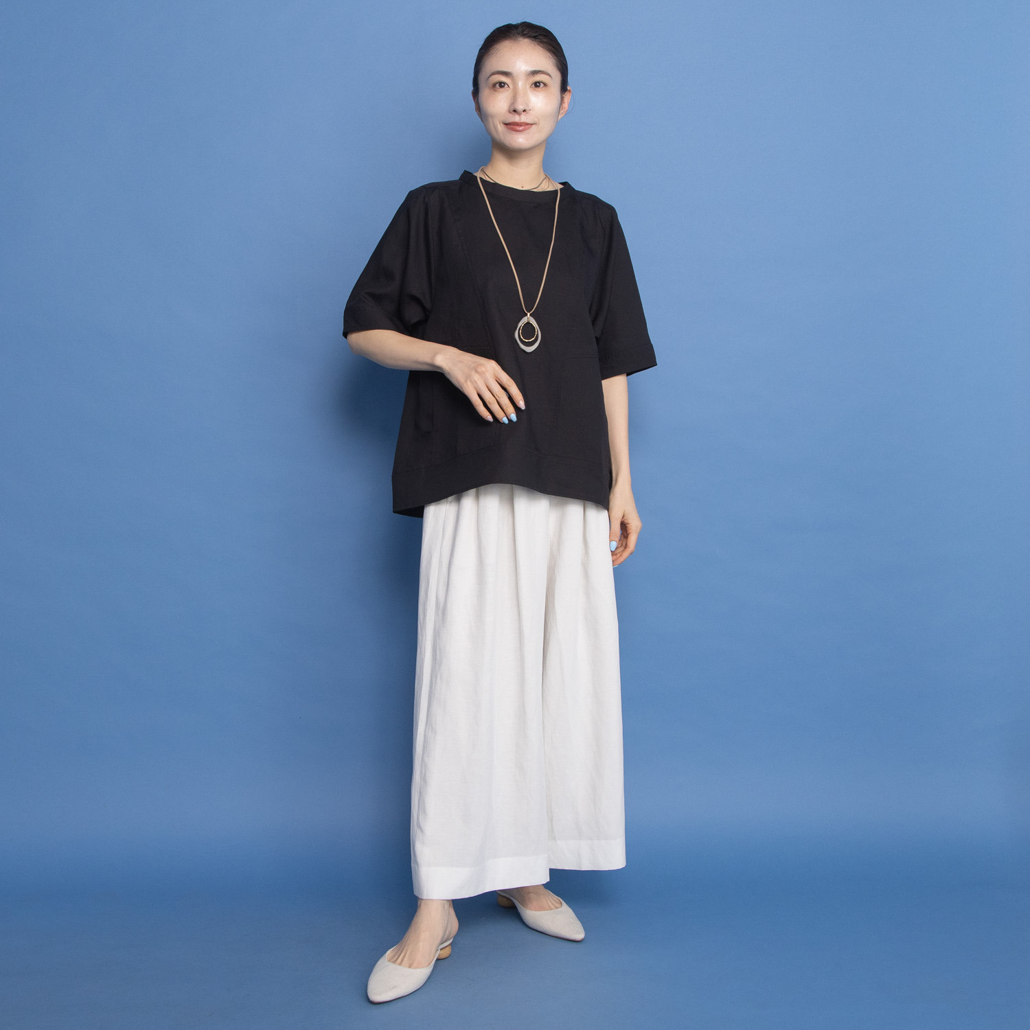 オルテンジア 上質リラックススタイル デザインワイドパンツ