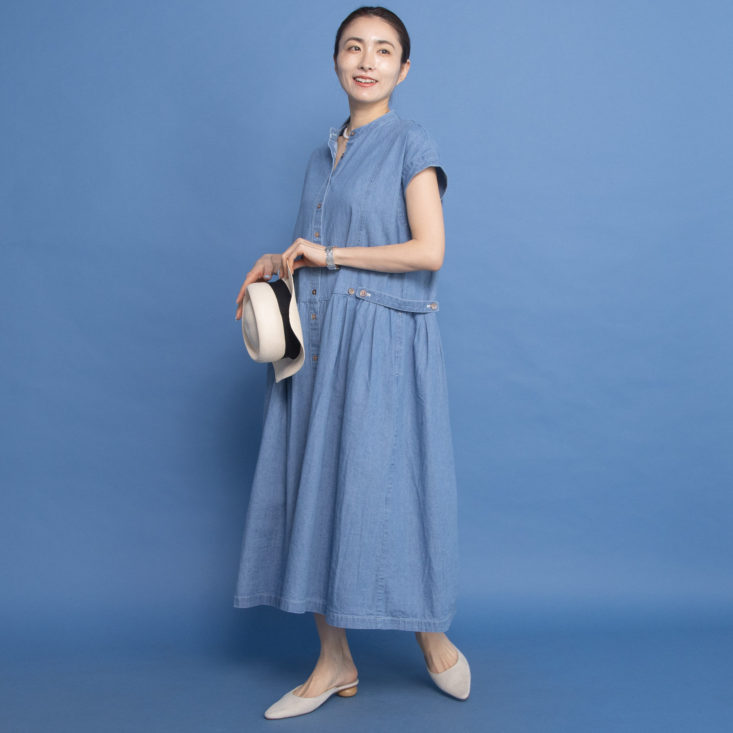 オルテンジア ゆったり美しく 日常もお出かけも映える デニムロングワンピース