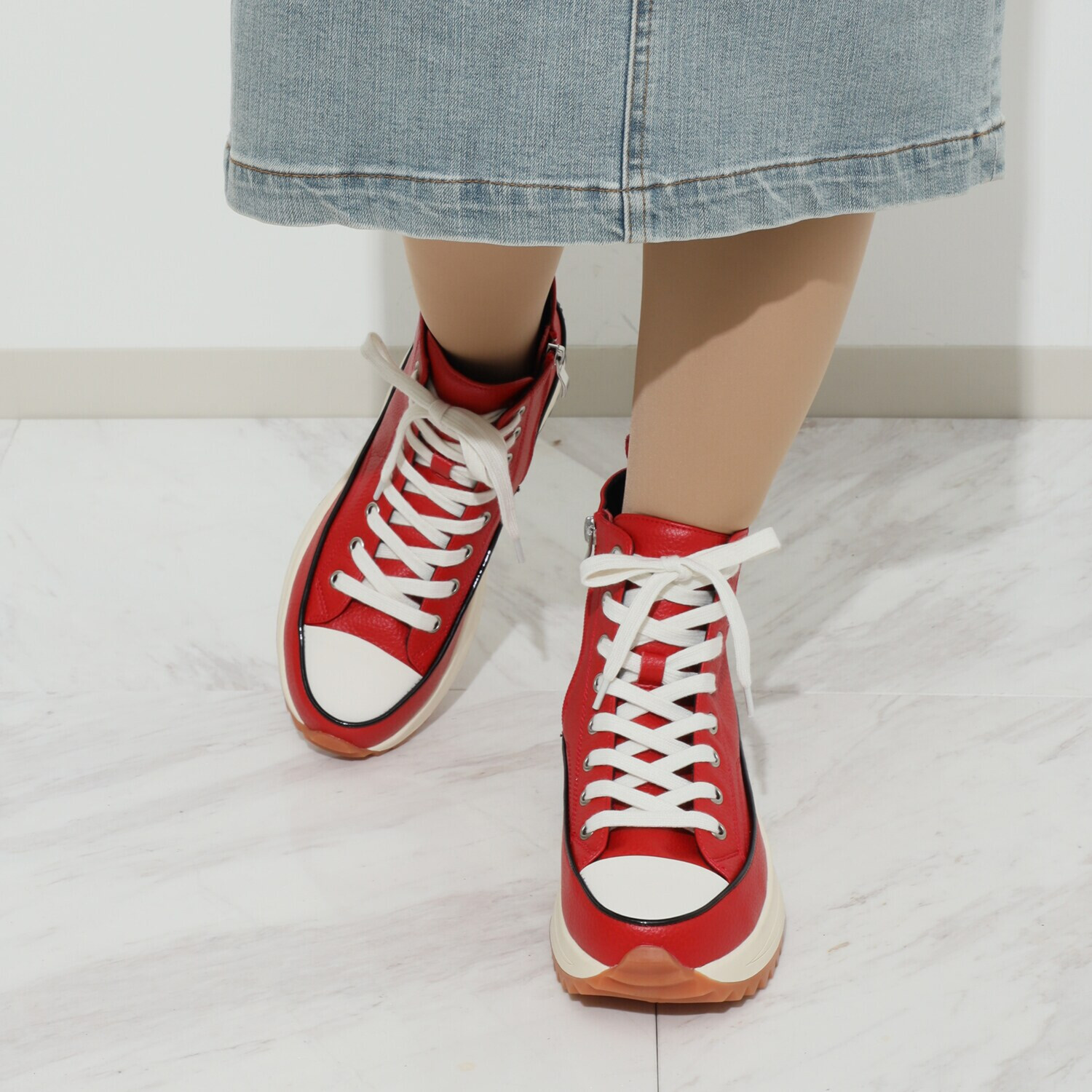 ヌーベルヴォーグ リュクスライン ブランド１５周年企画 牛革厚底スニーカー