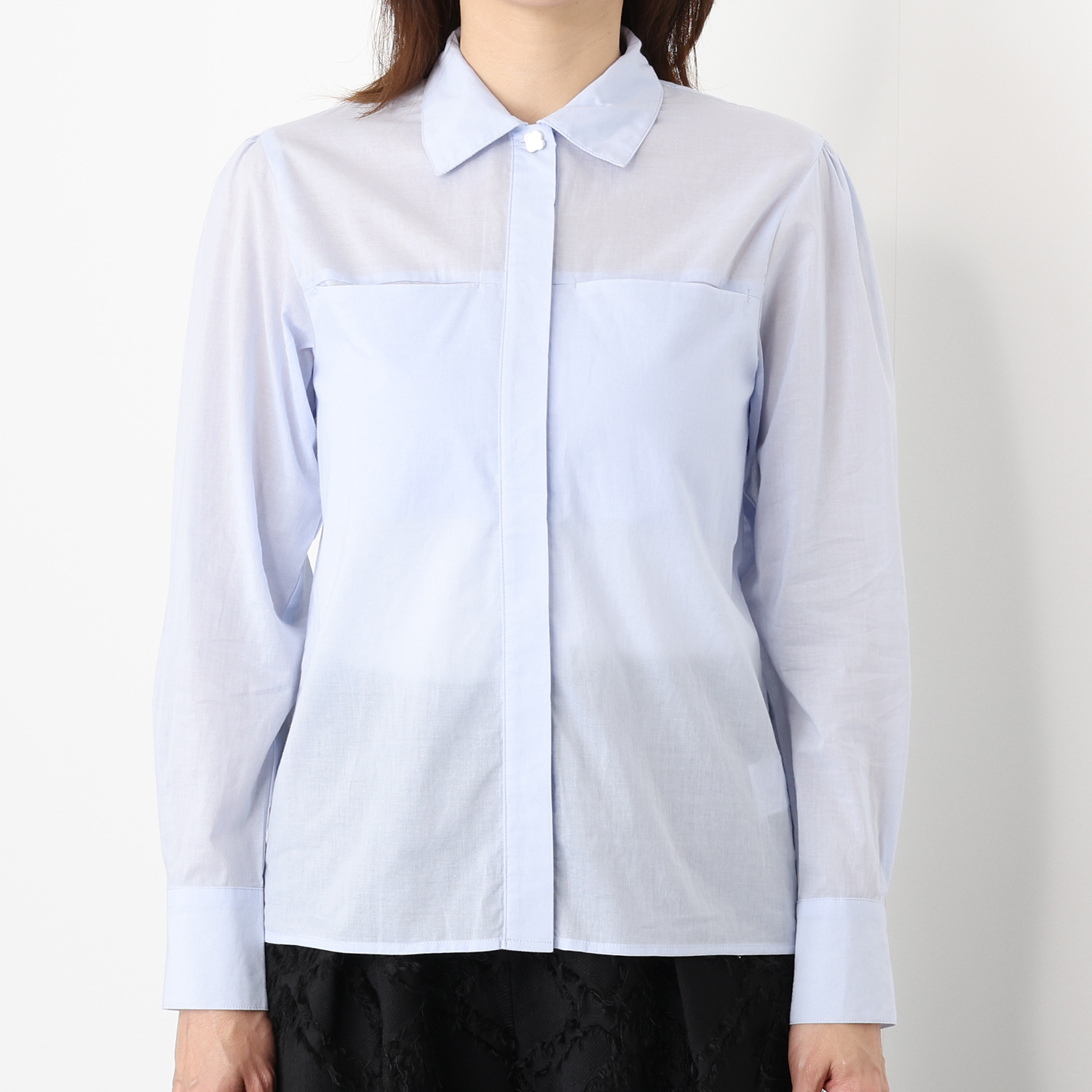 ヴィオラウィル コットン１００％ 爽やかな印象 上品な透け感のある ビッグポケットシャツ
