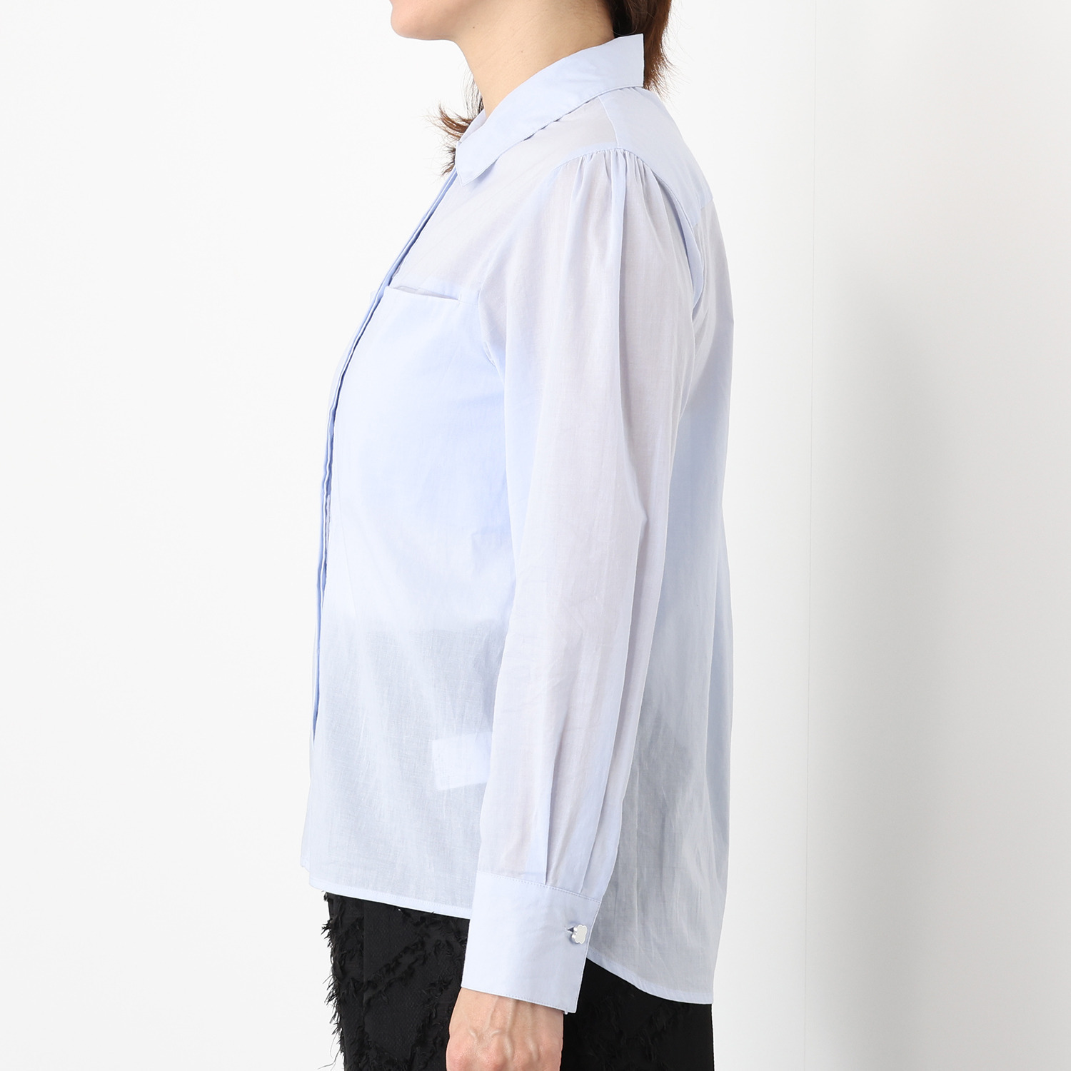 ヴィオラウィル コットン１００％ 爽やかな印象 上品な透け感のある ビッグポケットシャツ