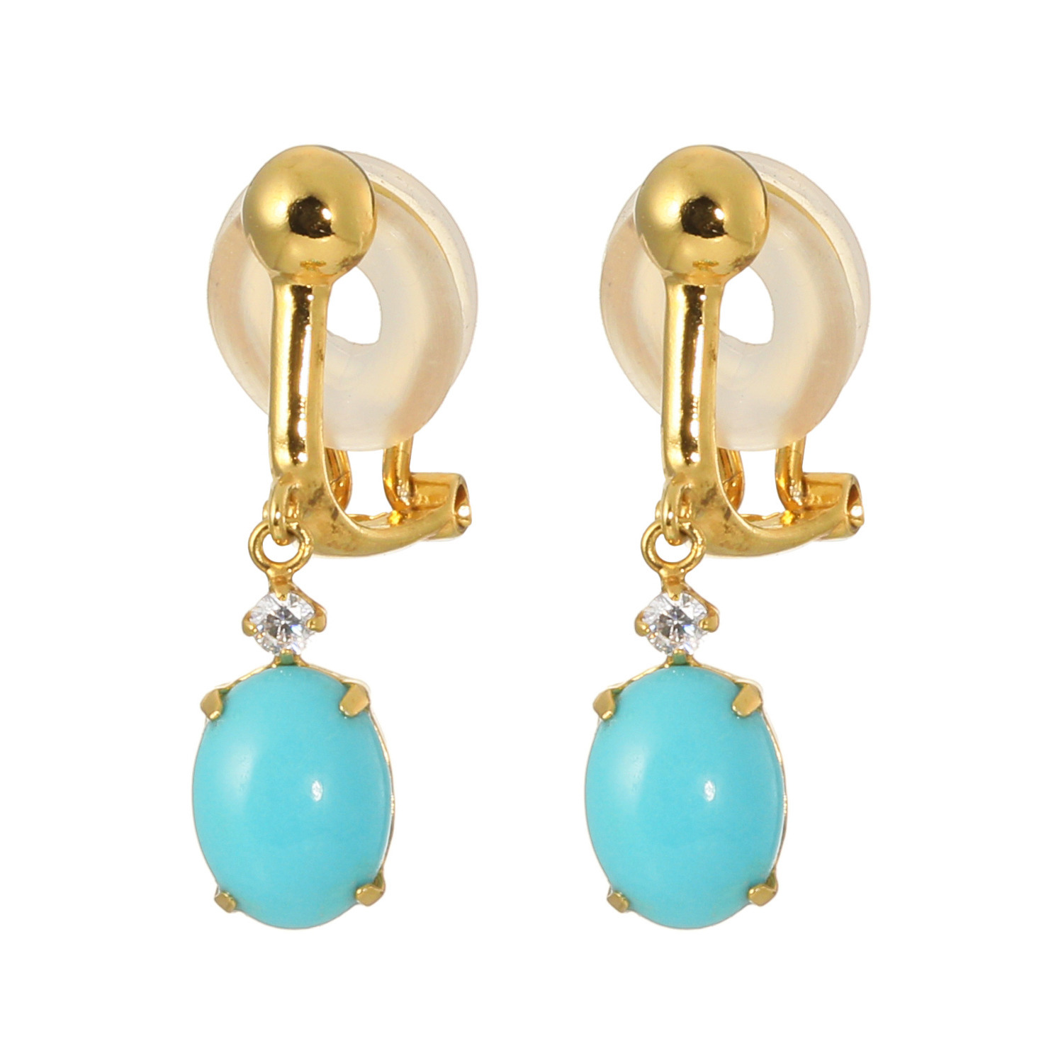 ドラマチック・ターコイズ シルバー アリゾナ産ターコイズ＆ ＣＺ ピアス／イヤリング