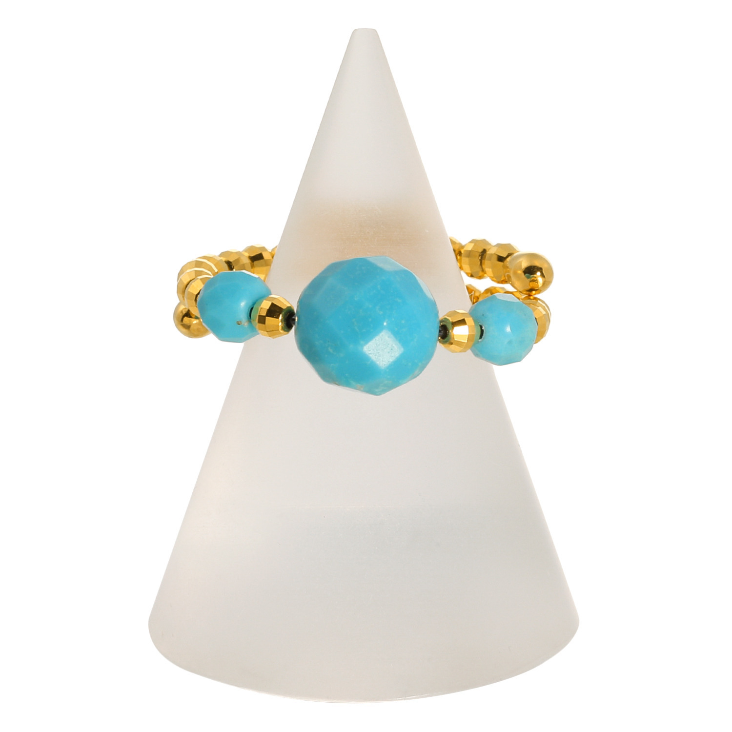 ドラマチック・ターコイズ シルバー アリゾナ産ターコイズ ミラーボールカット フレキシブルリング