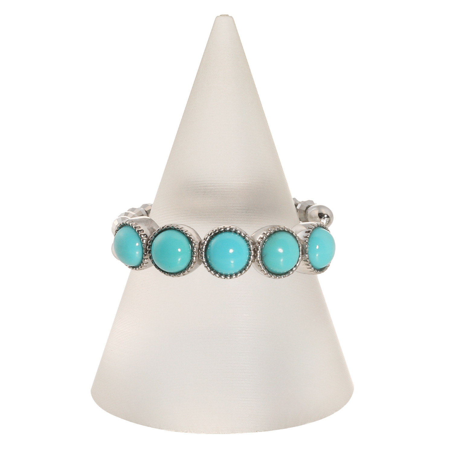 ドラマチック・ターコイズ シルバー アリゾナ産ターコイズ ラウンドデザイン フレキシブルリング