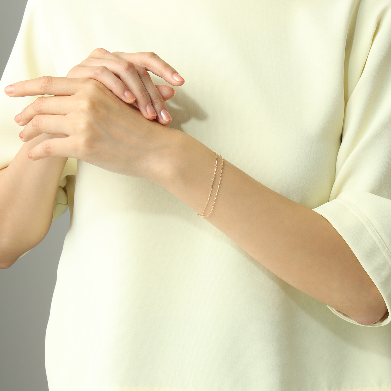 チェーンクリエイト １８Ｋ ２連デザイン ブレスレット