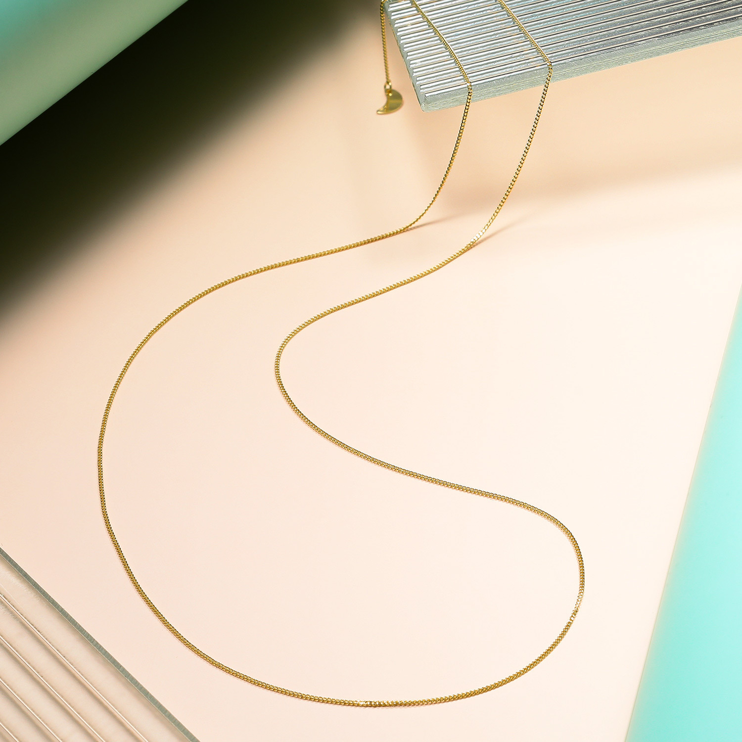 祈平 １８Ｋ ２面喜平チェーン ムーンエンドパーツ スライドネックレス