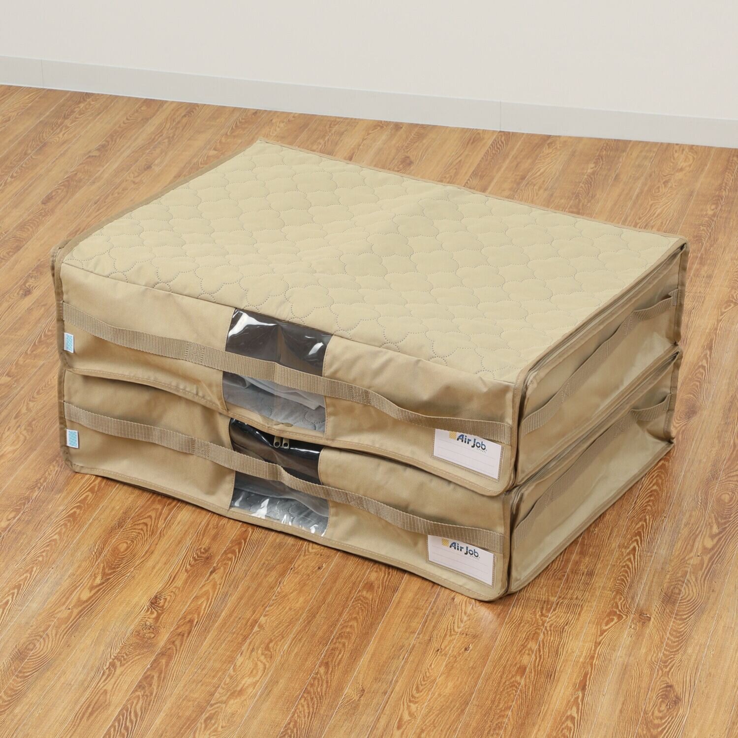 備長炭エアジョブ 大切な衣類などを つぶしすぎずに収納！ 軽圧縮収納ケース 同色２枚組 ＜大＞