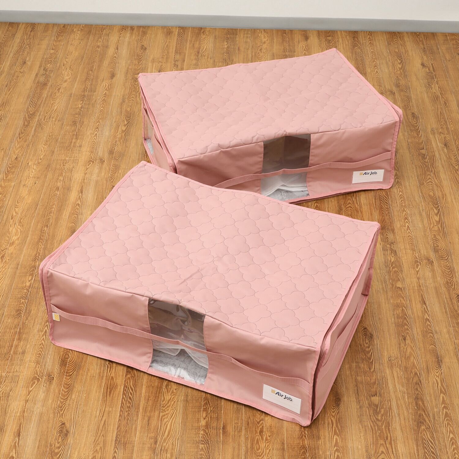 備長炭エアジョブ 大切な衣類などを つぶしすぎずに収納！ 軽圧縮収納ケース 同色２枚組 ＜深型＞