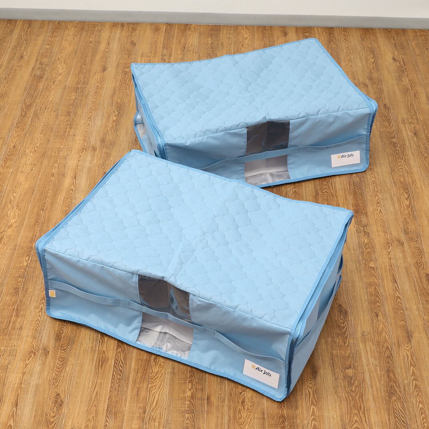 備長炭エアジョブ 大切な衣類などを つぶしすぎずに収納！ 軽圧縮収納ケース 同色２枚組 ＜深型＞