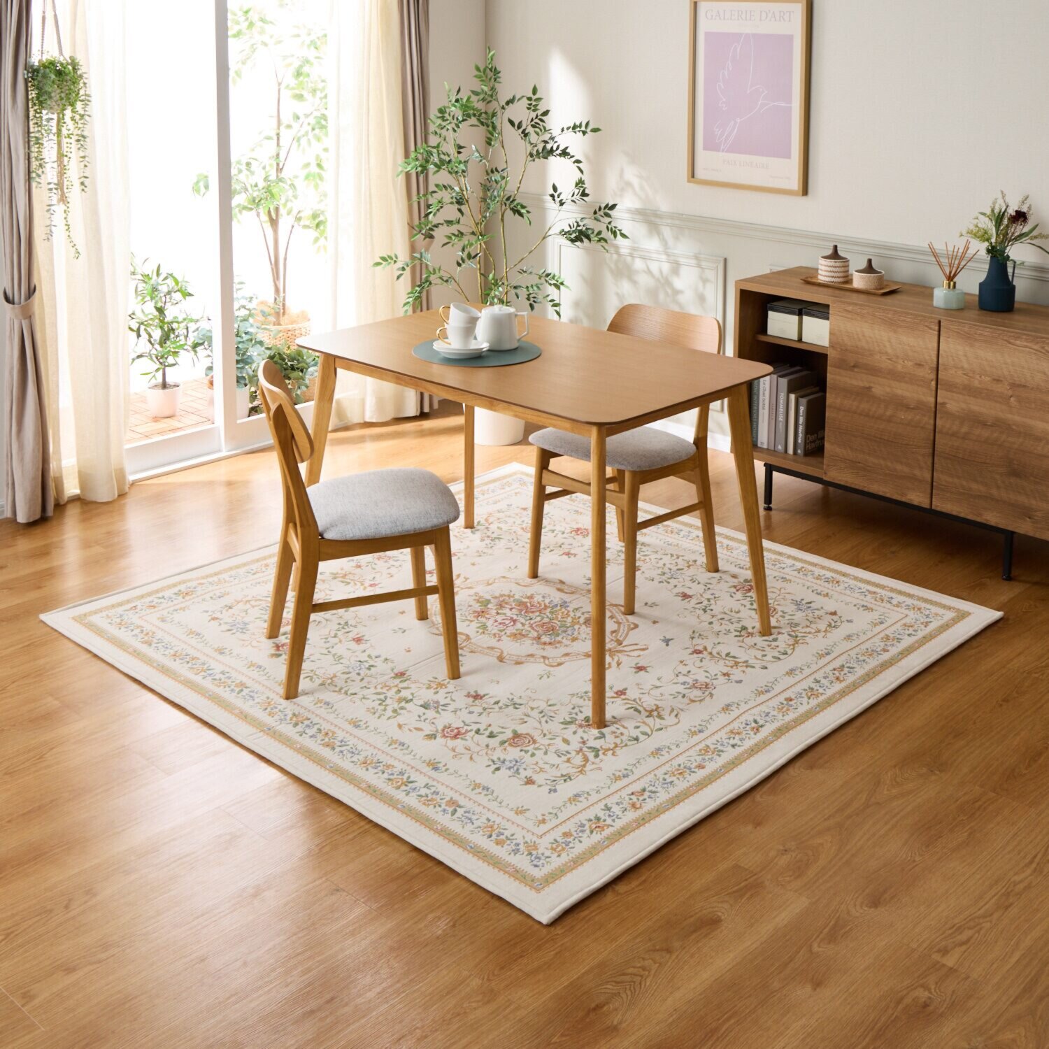 メゾン　ド　ノア はっ水・防ダニ 三層構造 シェニールゴブラン織 カーペット ＜１９０×１９０ｃｍ＞