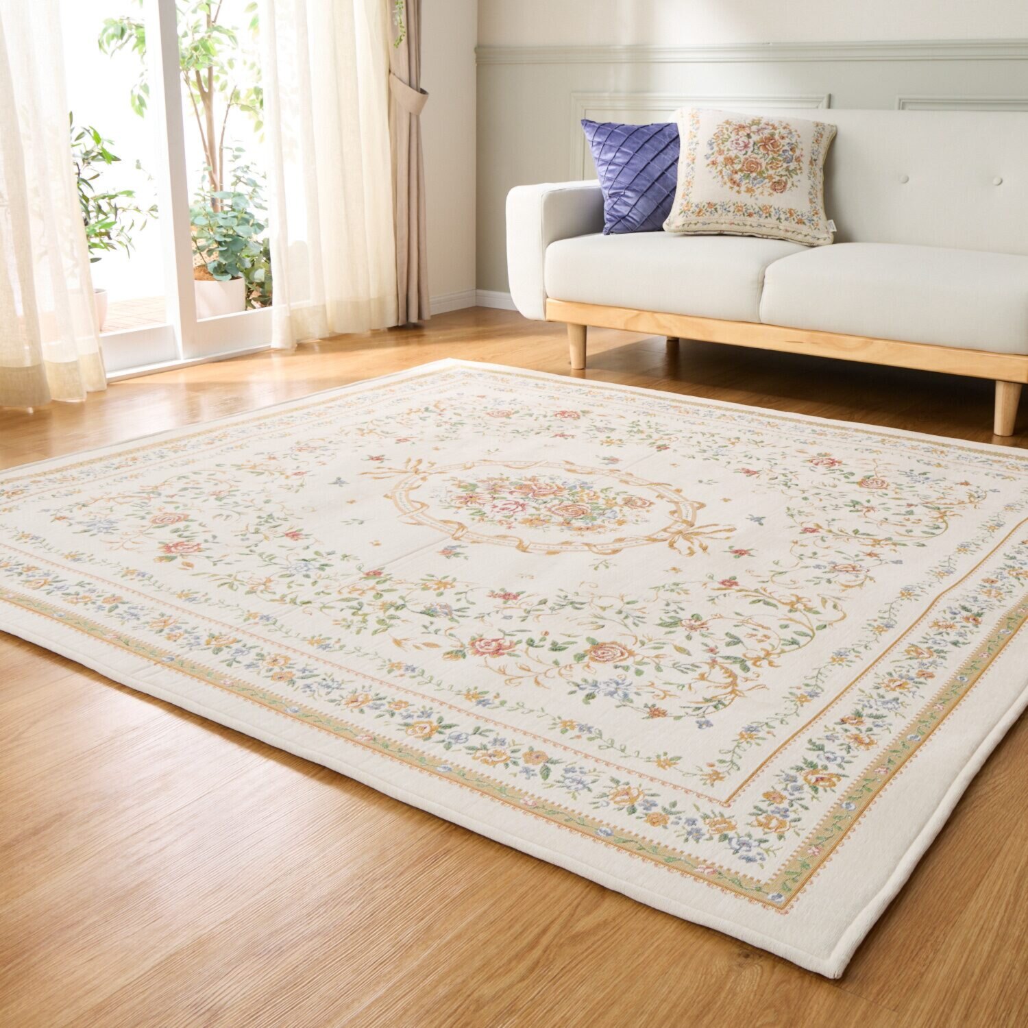 メゾン　ド　ノア はっ水・防ダニ 三層構造 シェニールゴブラン織 カーペット ＜１９０×１９０ｃｍ＞