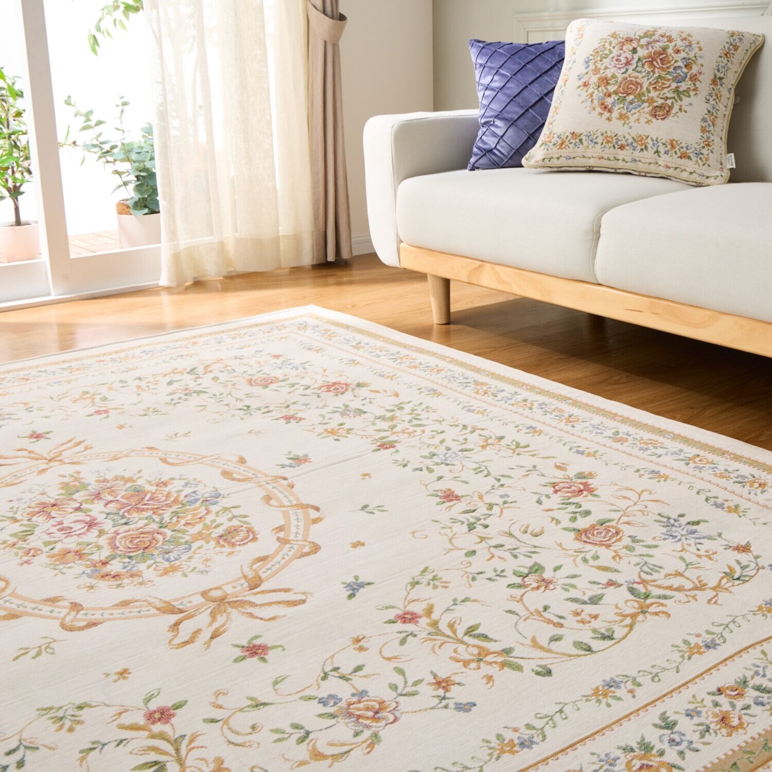 メゾン　ド　ノア はっ水・防ダニ 三層構造 シェニールゴブラン織 カーペット ＜１９０×１９０ｃｍ＞