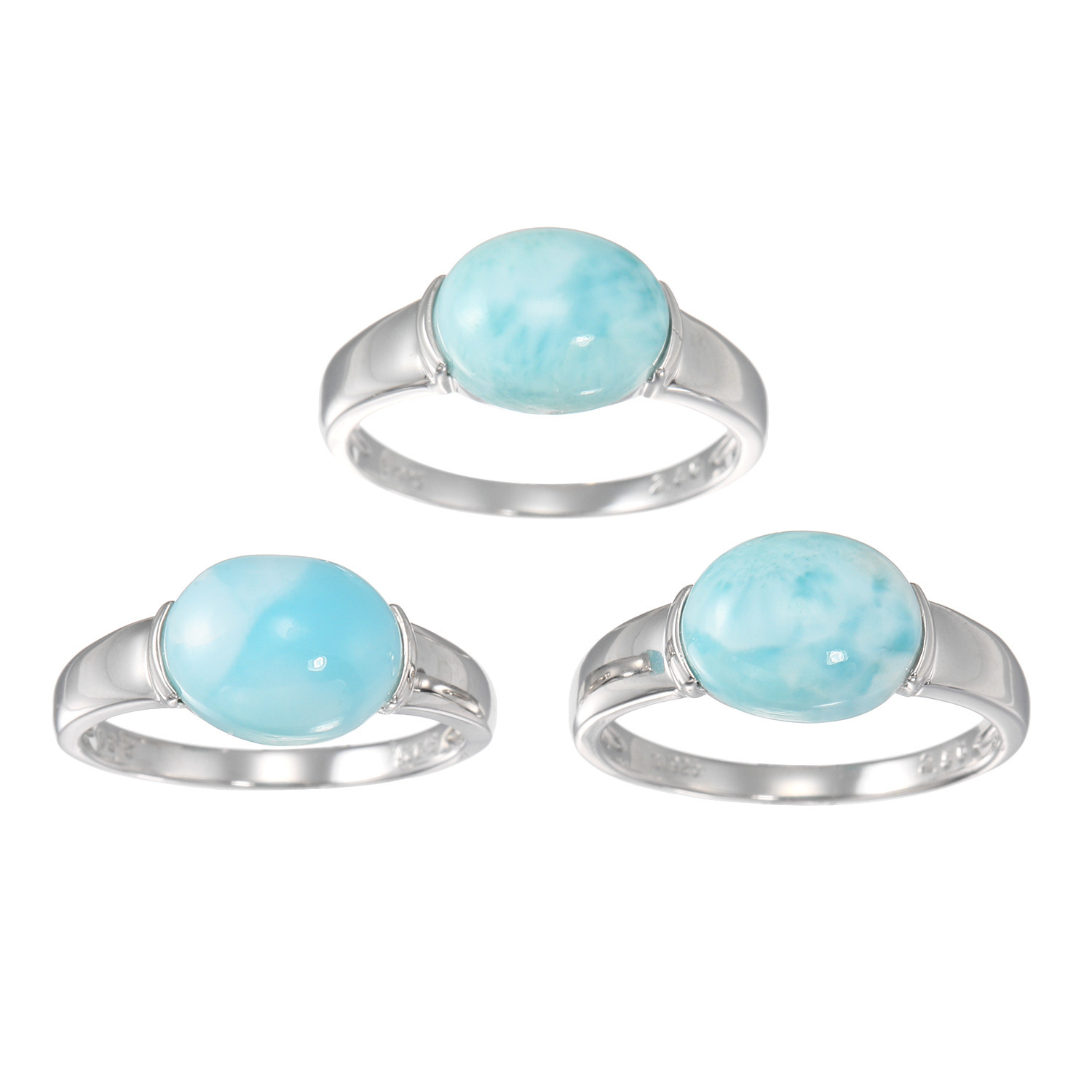 ブレーズ シルバー ラリマール オーバルカボション リング