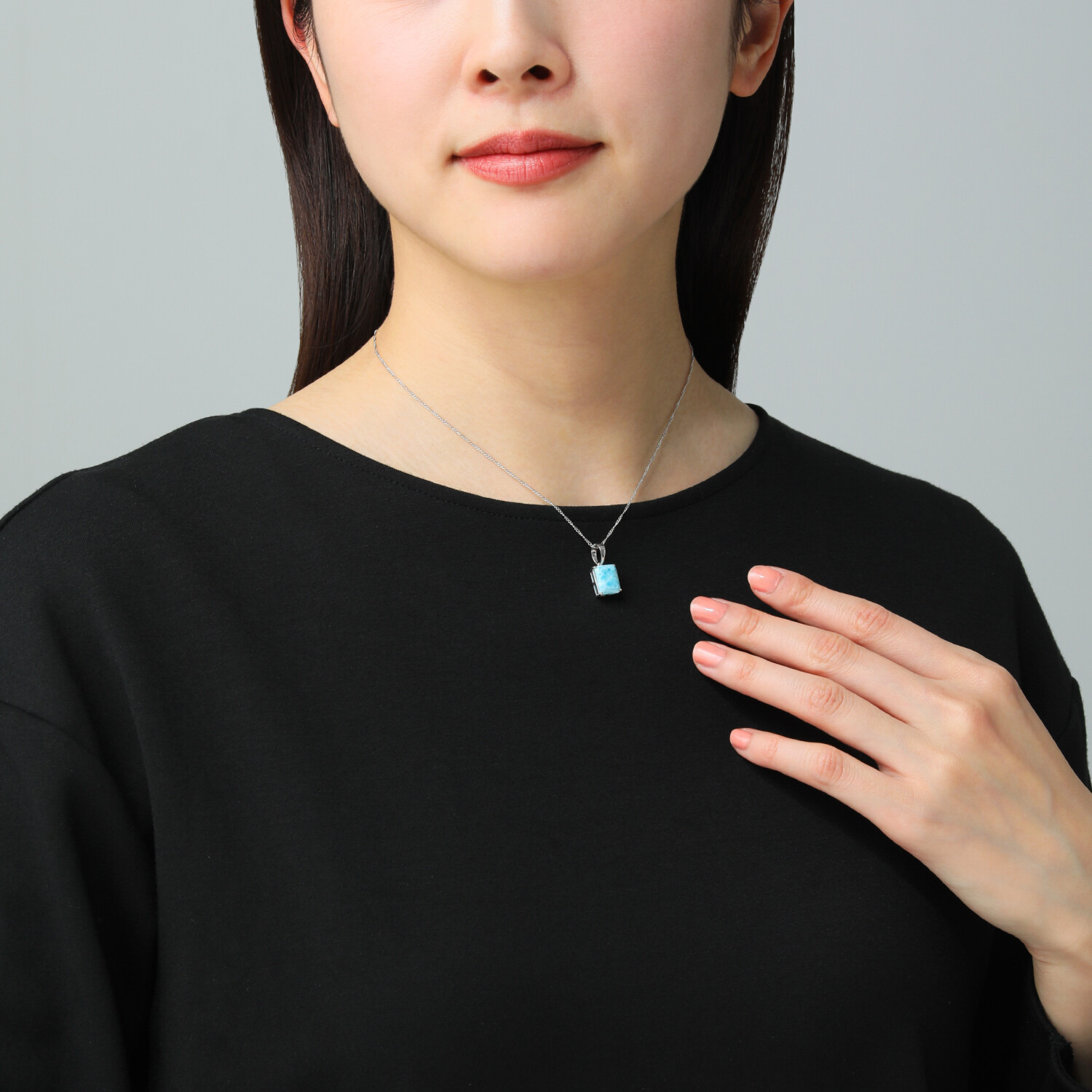 ブレーズ シルバー ラリマール オクタゴンカット ペンダント