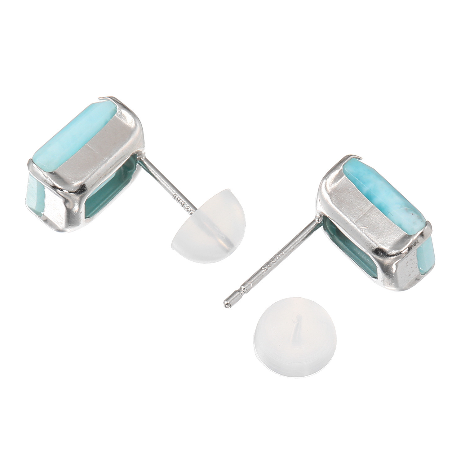 ブレーズ シルバー ラリマール オクタゴンカット ピアス