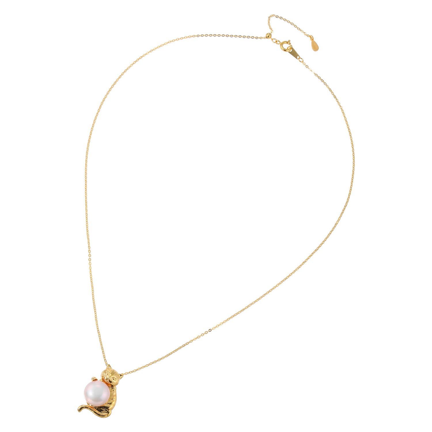 岩崎美智子コレクション シルバー 淡水ボタンパール 猫モティーフ ペンダント