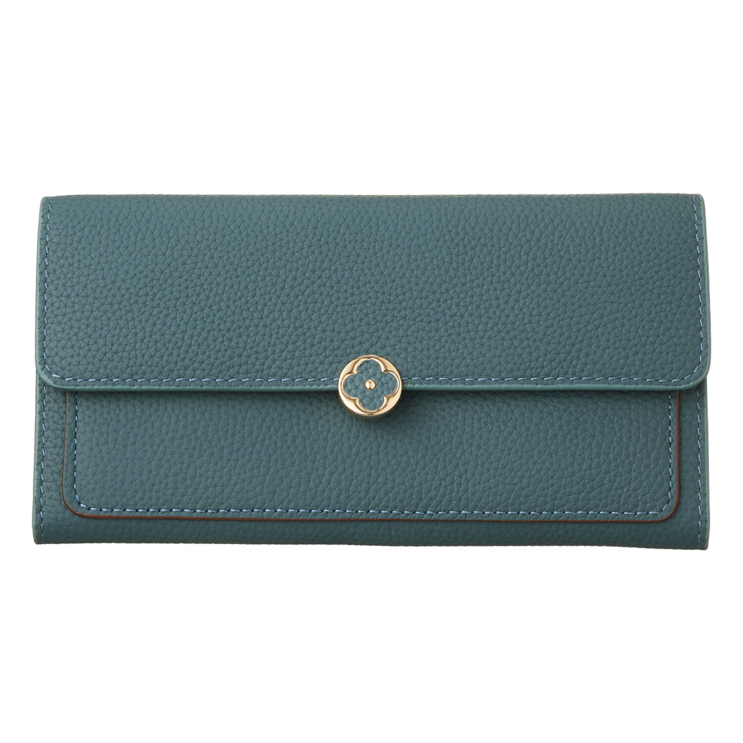 モーヴ 牛革 花モティーフボタン 長財布