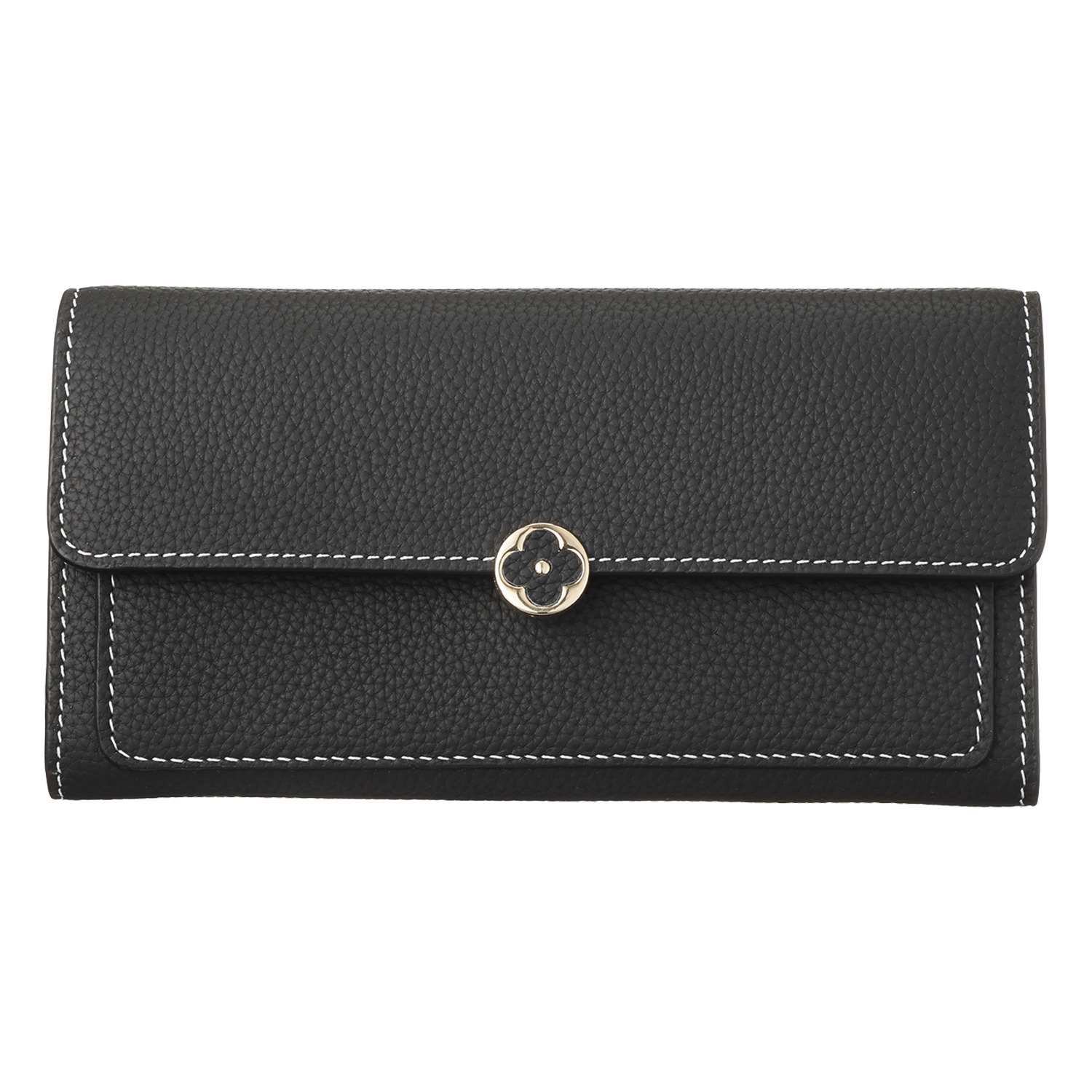 モーヴ 牛革 花モティーフボタン 長財布