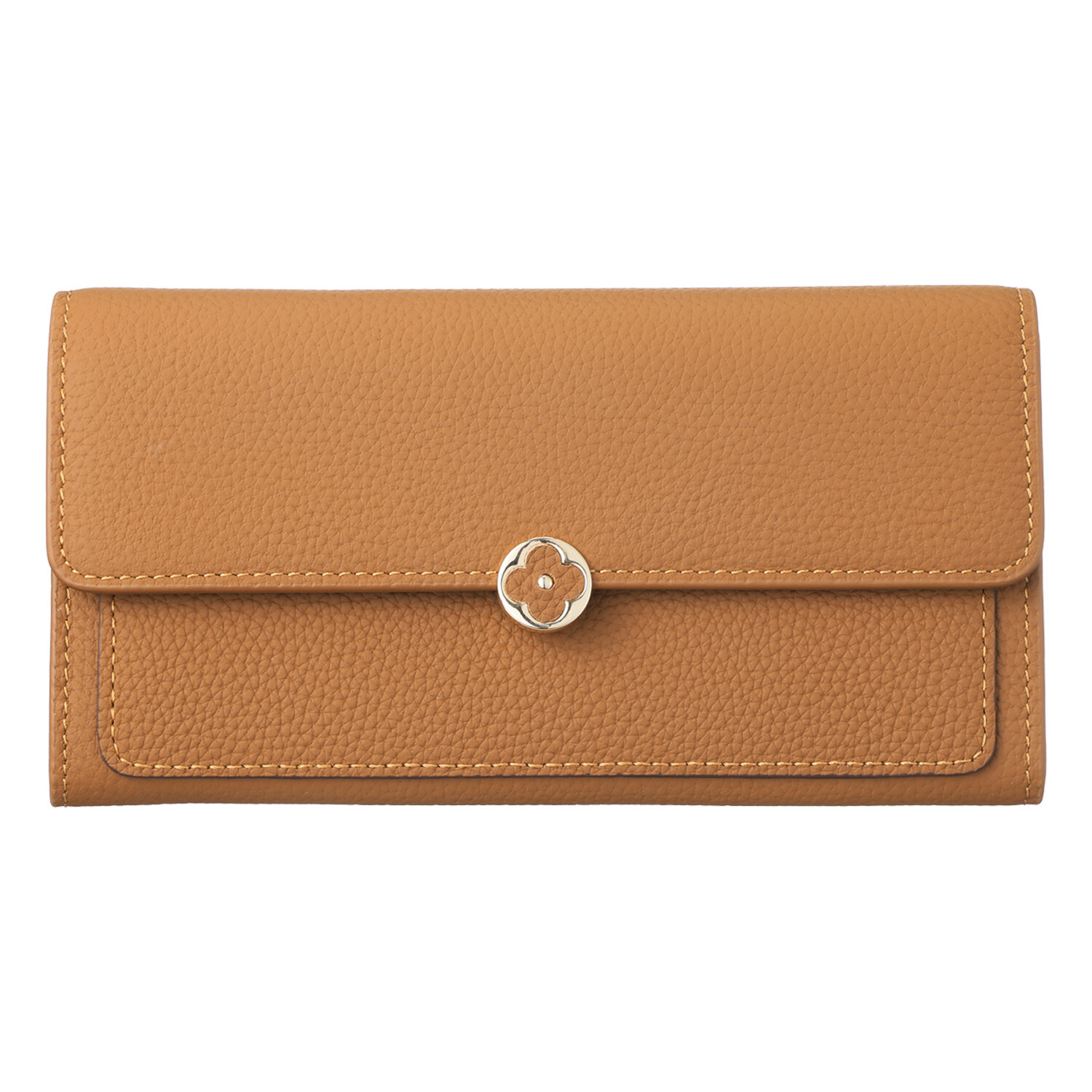 モーヴ 牛革 花モティーフボタン 長財布