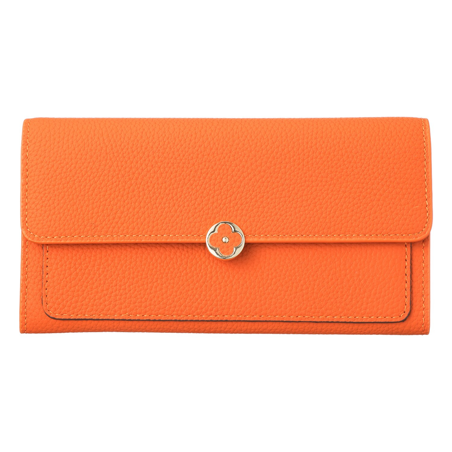 モーヴ 牛革 花モティーフボタン 長財布