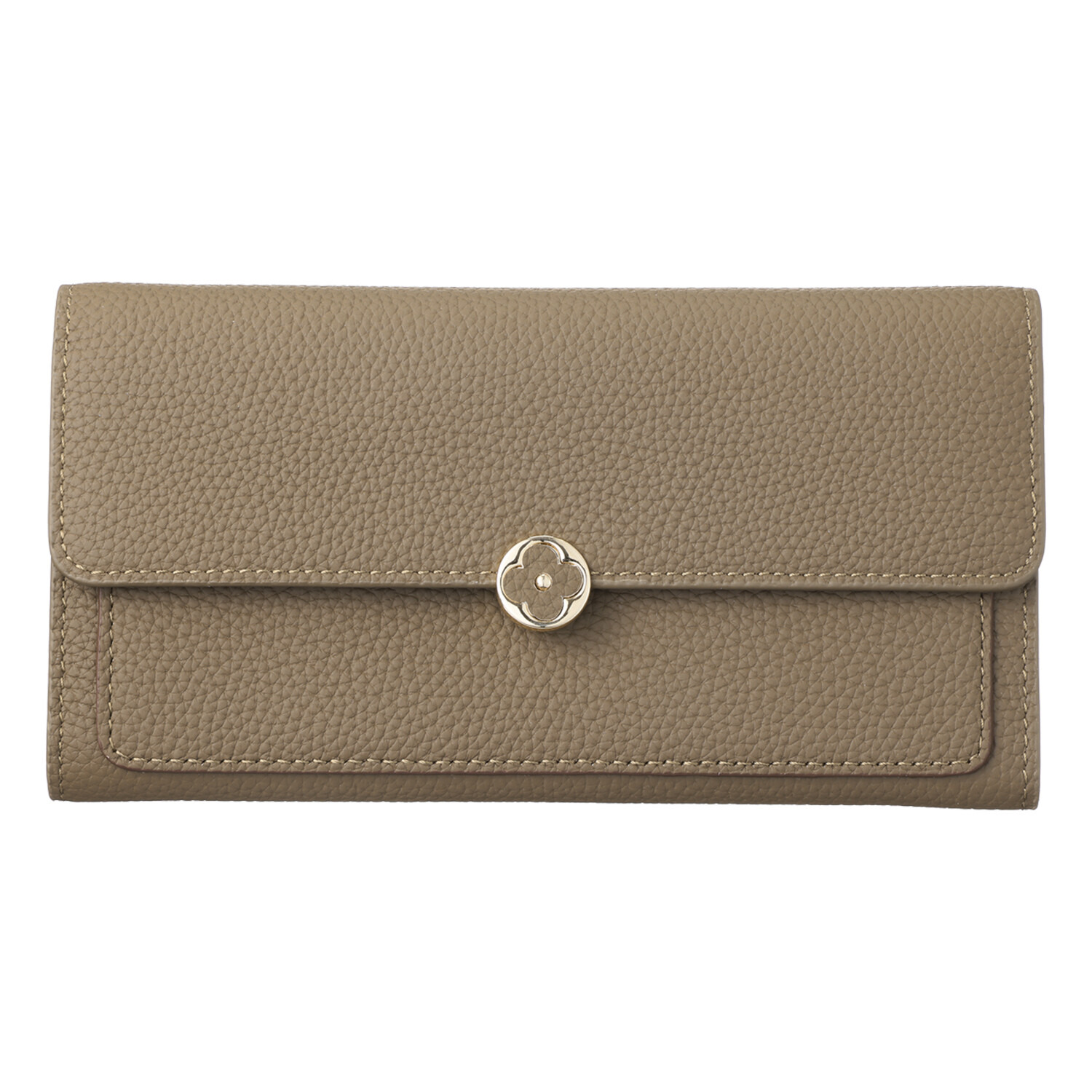 モーヴ 牛革 花モティーフボタン 長財布